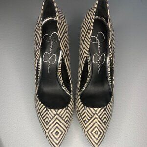 Jessica Simpson Woven Edgy Abstract Geo Aztec Stiletto Heel Pumps - Size 6